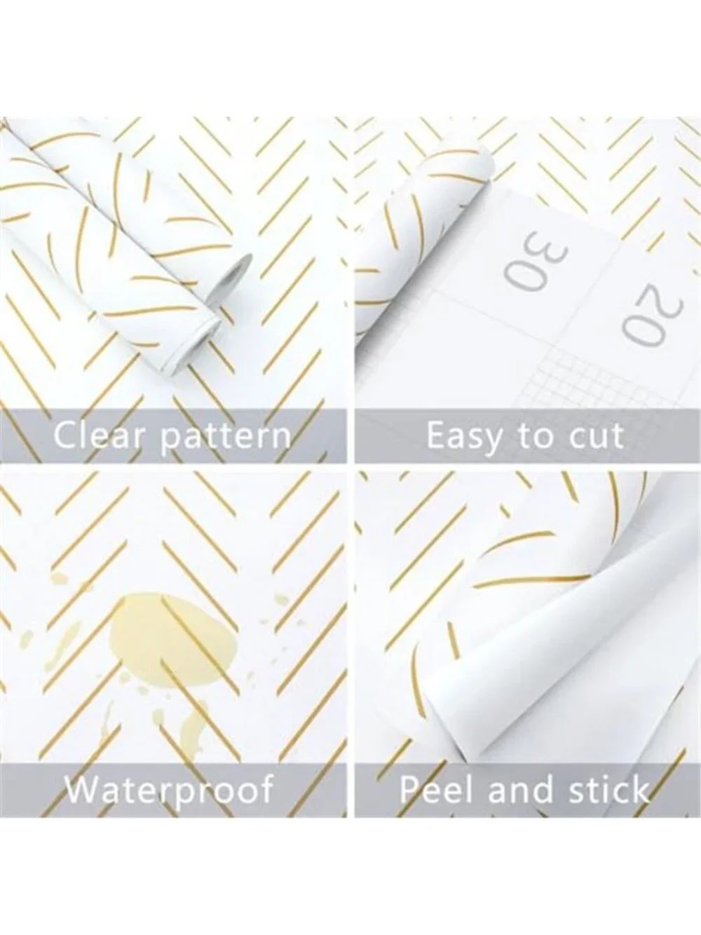 Yellow White Herringbone Peel Stick Wallpaper Removable Geometric Contact Paper